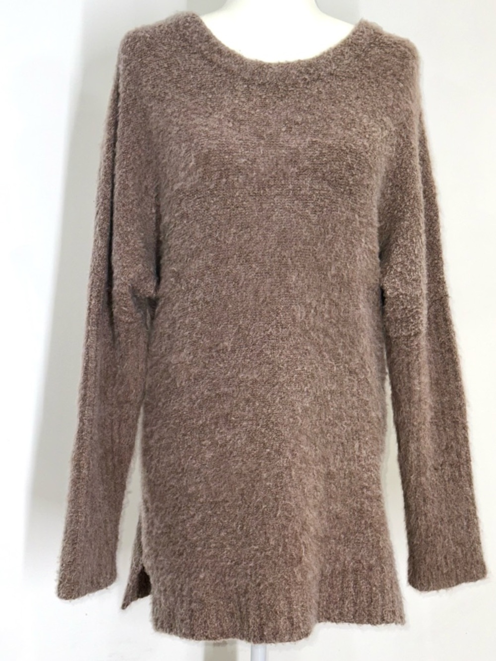 Anthropologie Sleeping on Snow Oversized Fuzzy Knit Sweater Brown Cozy Soft S